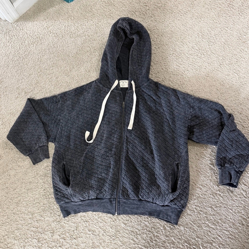 Electric & Rose Gray Quilted Hoodie Retails $198 made in USA